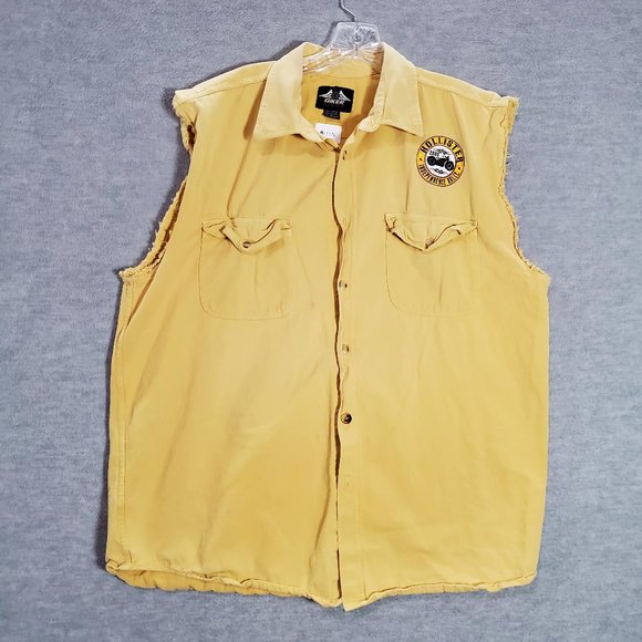 VINTAGE Hollister Men Button Up XL‎ Denim Independence Rally Graphic Y2K READ - Picture 1 of 10